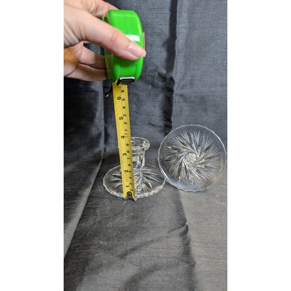 vintage Pressed Glass Pinwheel Base Candlesticks / Candle Holder For 3/4" Candle - Picture 7 of 10